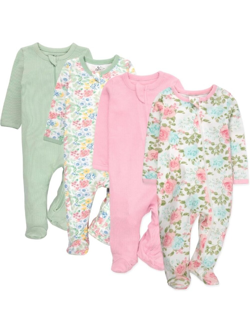 Adorable Baby Girls 4-Piece Outfit Set - Footie Pajamas & Bodysuits for